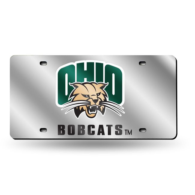 Rico Industries unisex adult Inlaid Metal Tag NCAA Ohio Bobcats Laser Cut License Plate Silver, Silver, 6 x 12- US