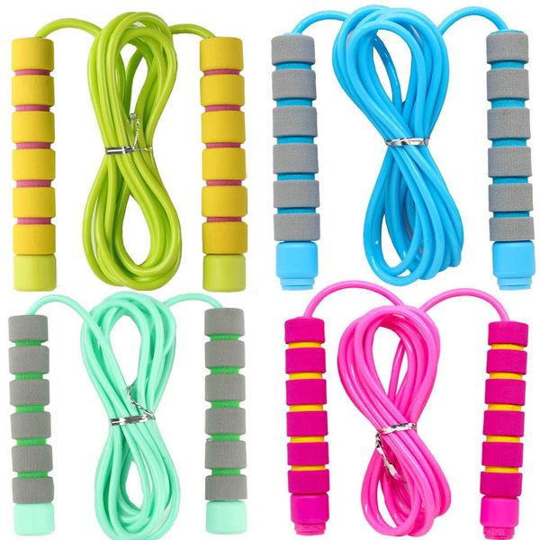 4 Pack Adjustable Soft Skipping Rope with Skin-Friendly Foam Handles for Kids, Children, Students and Adults, Fitness Jump Rope For Outdoor, Party Favor, Exercise Activity (pink+blue+green+orange)