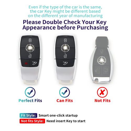 HAOYOUMEI Suitable For Mercedes Benz keys.Advanced soft TPU key Cover is compatible with C E R S G S CLS CLK GLC ML GLE GLS SL SLR McLaren AMG Smart Remote Key (Type B White Key Case + key chain set)