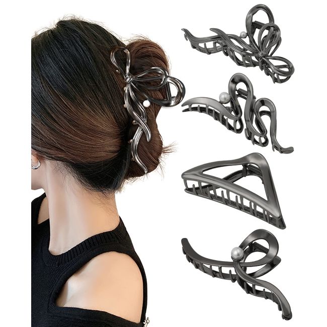 WELROG 4 Stück Metall Haarklammern für Damen - Große Haarspangen Haarkrallen Clips Für Frauen Und Mädchen Dickes Haar-Accessoires