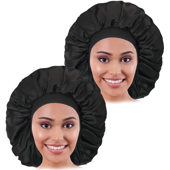 2PCS Large Satin Bonnet,Silk Bonnet for Curly Hair,Big Sleep Cap