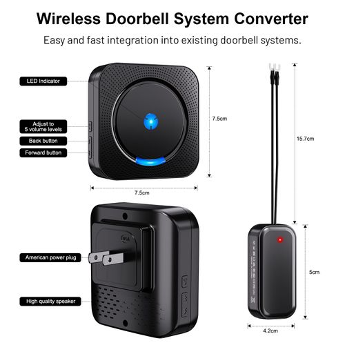 BESIMLIVE Wireless Doorbell Chime Video Doorbell Extender - Compatible with Blink Video Doorbell, Easy Setup, Loud Alarm (1 Video Doorbell Extender 2 Receivers ）