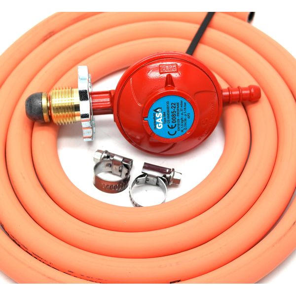 TheSunnyValley Hand-Tight Propane Gas Regulator With 2M Hose + 2 Clips Fits Calor Gas/Flogas