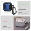 Case Cover Compatible with 2024 Airpods 4th Generation,Tpu Material with Lock Cover and Keychain Hook,Double-Layer Dustproof and Shockproof Solid Shell,Led Light Visible (Black-blue)