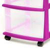 Homz Plastic 3 Drawer Medium Storage Container Tower, Clear Drawers/Purple Frame
