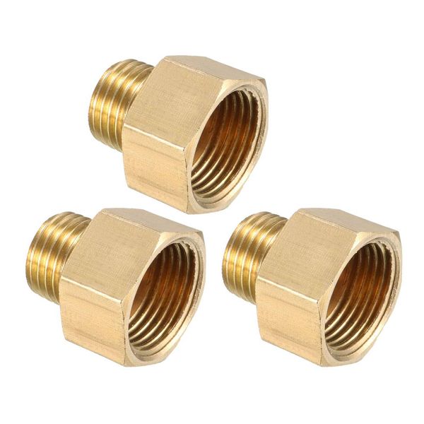 uxcell Threaded Pipe Fitting Hex Bushing Adapter Golden Bush G1/4 to G3/8 Female 3pcs