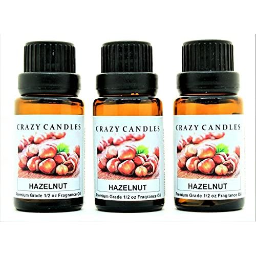 Crazy Candles Hazelnut 3 Bottles 1/2 FL Oz Each (15ml) Premium Grade Scented Fragrance Oil