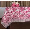 -Deep Pruce Red Cotton Tablecloth, Handblock Print Floral Table Cloth for Kitche