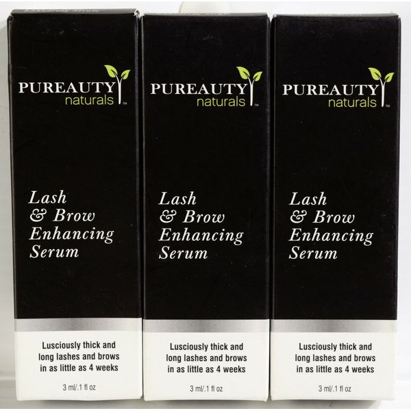 Set of 3 Pureauty Naturals Eyelash (Lash Brow) Enhancing Serum 0.1 fl oz each