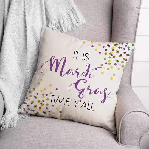 Creative Products Mardi Gras Time Throw Pillow | Decorative Pillows for Living Room Couch Bed Sofa, Fluffy Soft Cushion | Multi, 18x18