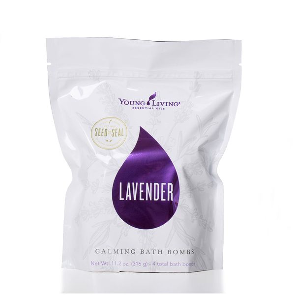 Young Living Lavender Calming Vegan Bath Bombs with Coconut Oil and Sweet Almond Oil - 4 Pack
