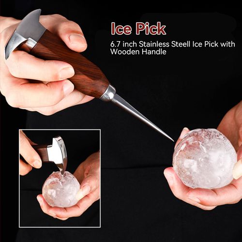 6.7 inch Ice Pick,Stainless Steell Ice Pick with Wooden Handle,Ice Pick for Bar,Portable Ice Hammer Japanese Style Ice Pick Tool for Bars, Kitchens, Picnics, Camping