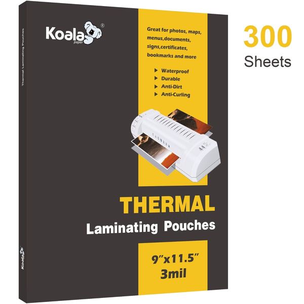 300 PK Bulk KOALA Thermal Laminating Pouches 9"x11.5" Clear 3Mil Laminate Sheets