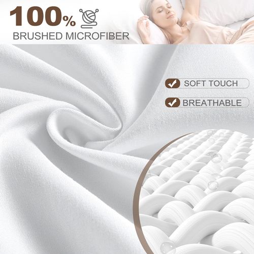 FreshCulture Queen Fitted Sheet Only - Hotel Quality Fitted Sheet Queen Size - Ultra Soft & Breathable - Brushed Microfiber - Deep Pocket - Cooling Fitted Sheets for Queen Size Bed (White)