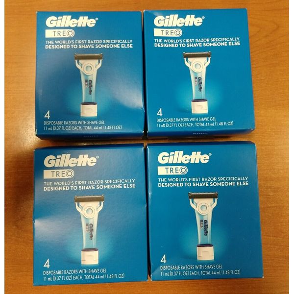 4Pk: Gillette Treo Razor + Shave Gel 0.37oz. Travel Pack Disposable Razors E13A