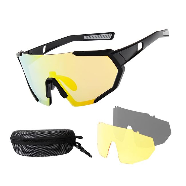 SelfLove Polarisiert Fahrradbrille mit Wechselgläser Sportsonnenbrille für Herren Damen Sport Radfahren MTB Radbrille Sportbrille Fahren Angeln Glof Baseball Laufen CE Zertifiziert (Blau)