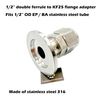 1/2" Double Ferrule Compression fitting to KF25 Flange Adapter (1/2" double ferrule to KF25)