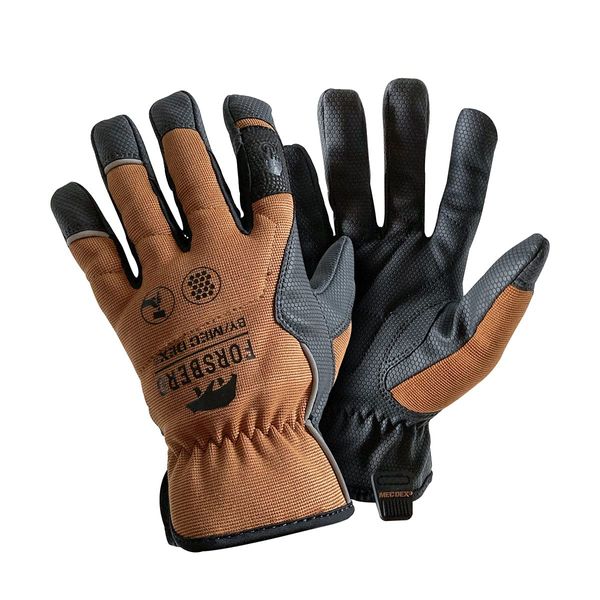 FORSBERG Assembly Gloves with Non-Slip Palm Reinforcement, Heavy Duty Gloves, brown, L