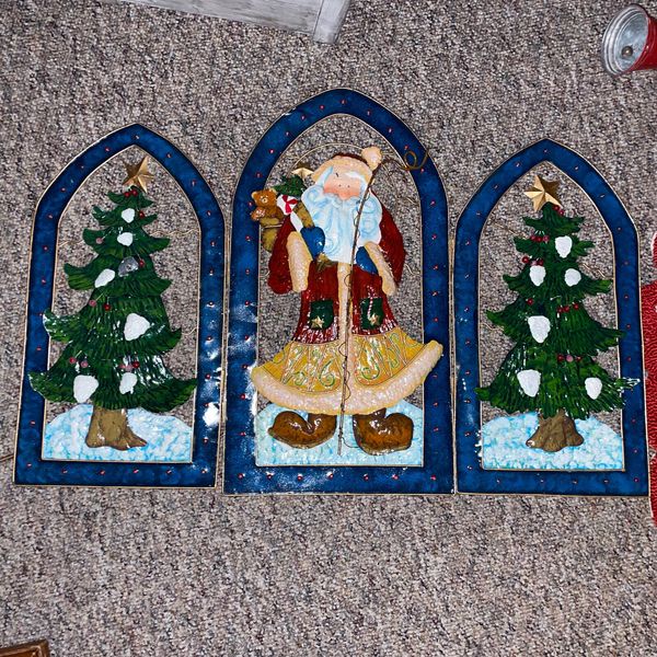 Fireplace Screen 3D Christmas Santa Trifold  Metal 24” T  X  36” W