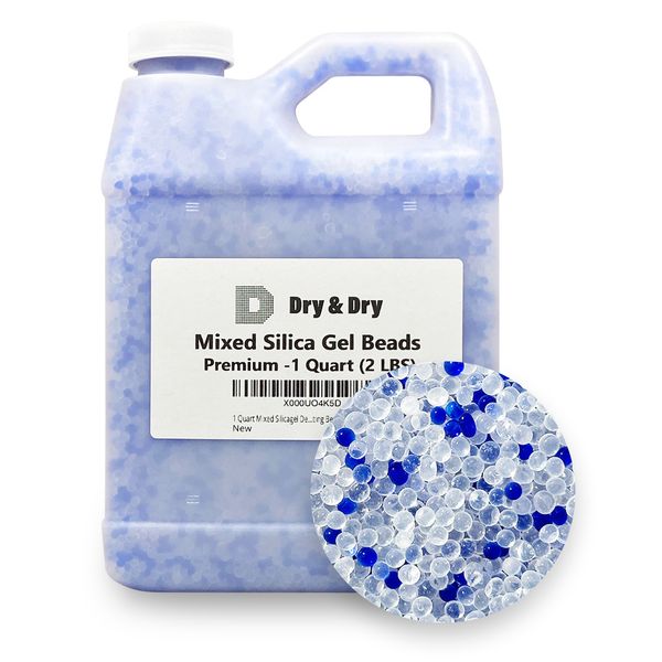 1 Quart(2 LBS) Mixed Silica Gel Beads - Reusable Color Changing Air Drying