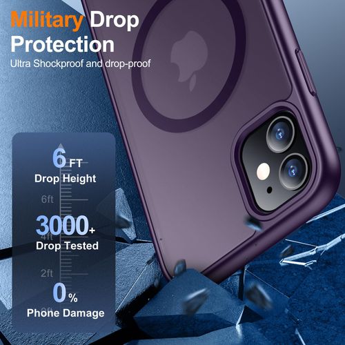 teloxy Magnetic for iPhone 11 Case,Shockproof Protective Durable Slim Translucent Matte Anti-Fingerprint Phone Case,Purple