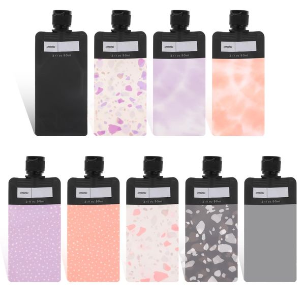 Tucnoeu 3oz/9pcs Travel Pouches for Liquids,Leak Proof Emptytravel Pouches for Toiletries,Refillable Travel Bottles,Travel Squeeze Pouches for Shampoo Conditioner Lotion Body Wash