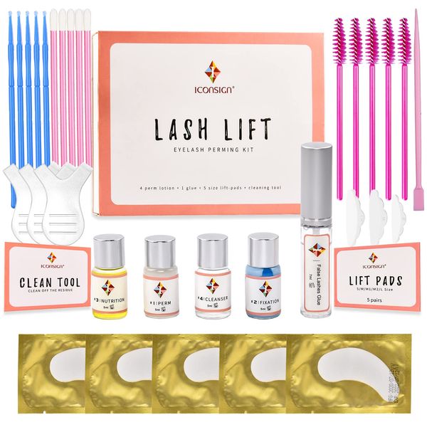 Lash Lift Kit, Eyelash Perm Kit, Eyelash Lift Kit Semi-Permanent Curling Perming Wave, Lotion & Liquid Set For Salon Home Use (Blue)