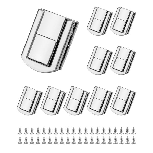 QWORK® 10 Pcs Small Size Toggle Latch Lock, Catch Latch Buckle Lock Closure Tool with Screws for Jewelry Box Gift Box Toolbox