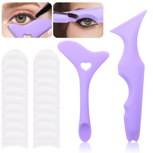 Scettar 2 tipi Eyeliner Stencil,Stencil Eyeliner Occhi per Principianti in Silicone con 20 Monouso Ombretto Sticker, Riutilizzabile Stencil per Eyeliner Punte per Convenienti Funzioni multiple (viola)