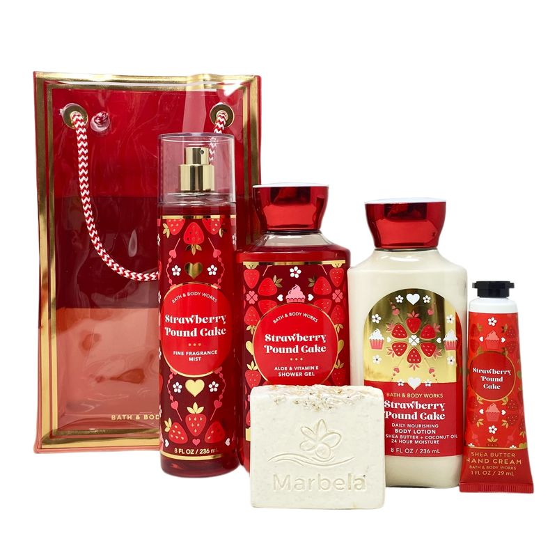 Bath & Body Works Strawberry Pound Cake Deluxe Gift Bag Set - Fragrance ...