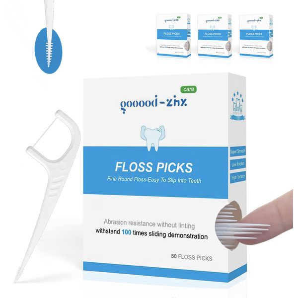 Flossers for Adults- Tooth Picks Flossers with Bristles, One End is Super Soft Floss Sticks, The Other End is Floss Brush, No Break & No Shred Floss, with Box Floss Pick Dispenser (150)