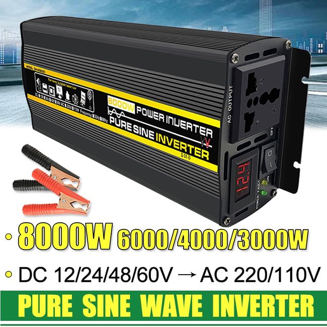  Solar inverters Inverter 12V 220V 2000W 3000W 4000W 5000W 24V  Dc To 110V Ac Pure Sine Wave Voltage Converter 12 220 Power Car Micro  Inverter Solar inverters ( Color : 2000W 