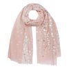 Basic Sense Small Dragonfly Silver Foil Print Scarf, Peach Pink
