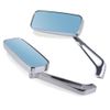 Motorcycle Rectangle Rearview Mirror 8mm 10mm Blue Lens Side Mirrors 360 Chrome
