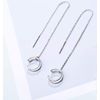 Iszie 925 Sterling Silver Boho Punk Threader Pull Through with Ear Clipper Thread Dangle Pull Through Women's Earrings