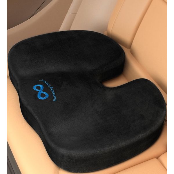 Everlasting Comfort [Upgraded Car Seat Cushion w/Premium ComfortFoam™ for Back Pain, Tailbone Pain, Sciatica - Pressure Relief Seat Cushion for Car Seat Driver, Truck Driver, Booster for Short People