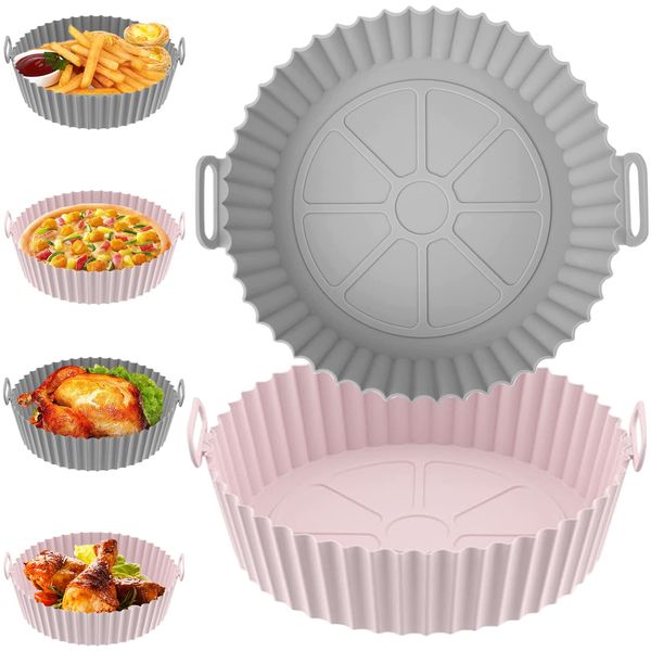 Silikonform Backpapier für Heißluftfritteuse-Zubehör Heißluftfritteuse 2pcs Silikonform Rund Air Fryer Silikon Backpapier für Heißluftfritteuse,Silikonform für Heißluftfritteuse Airfryer Accessories