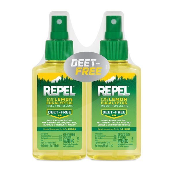 Repel Plant-Based Lemon Eucalyptus Insect Repellent, Mosquito Repellent, Pump Spray, 4-Ounce, Pack of 2