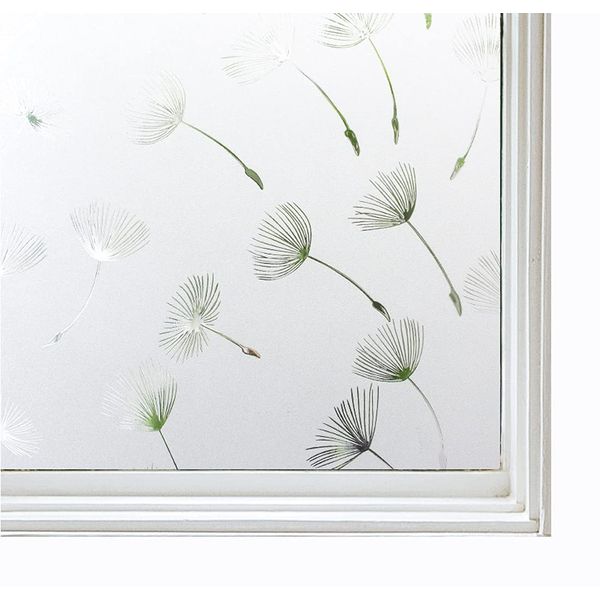 CottonColors Window Film, Blindfold Sheet, Window Glass Film, Stained Glass, Repositionable, UV Protection, 35.4 x 78.7 inches (90 x 200 cm), No Glue DIY 055 Dandelion