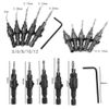 Countersink Drill Bit Set, 5Pcs Quick Change 1/4" Hex Shank Adjustable Countersink Set, 5pcs Free Replaceable Drill Bits with One Hex Wrench, Woodworking Countersink Drill Bits (Hexagon)