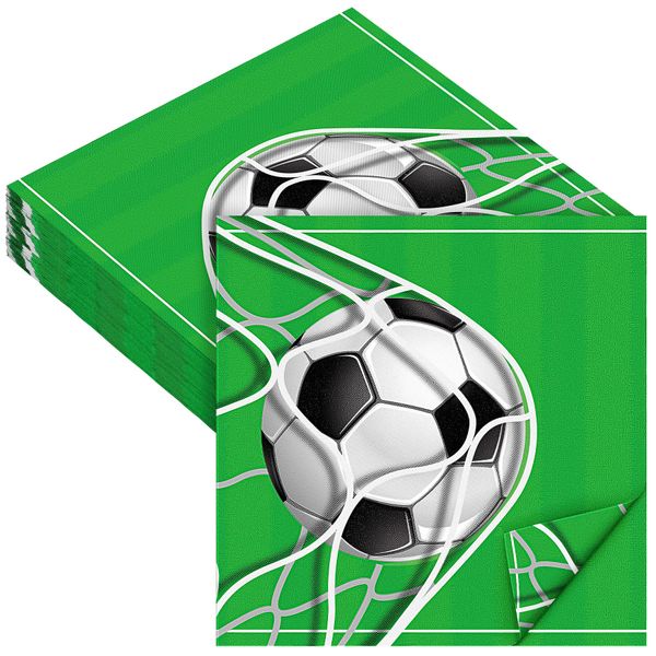 Aodaer 48 Pieces Soccer Paper Napkins Disposable Football Party Napkins Sports Ball Napkins Soccer Cocktail Dinner Napkin Set 13" x 13" Unfolded Football Tableware Napkins for Sports Party Supplies