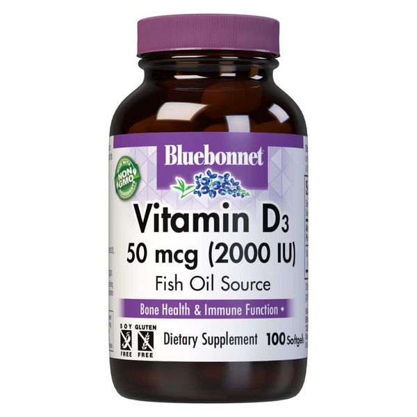 Bluebonnet Vitamin D3 50 Mcg 2000 IU 100 Softgels