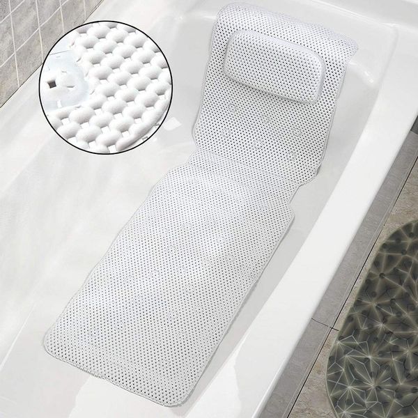 Filfeel Bath Pillow, Full Body Spa Bath Mattress Cushion Pillow Soft Quilted Bathtub Mat with Breathable