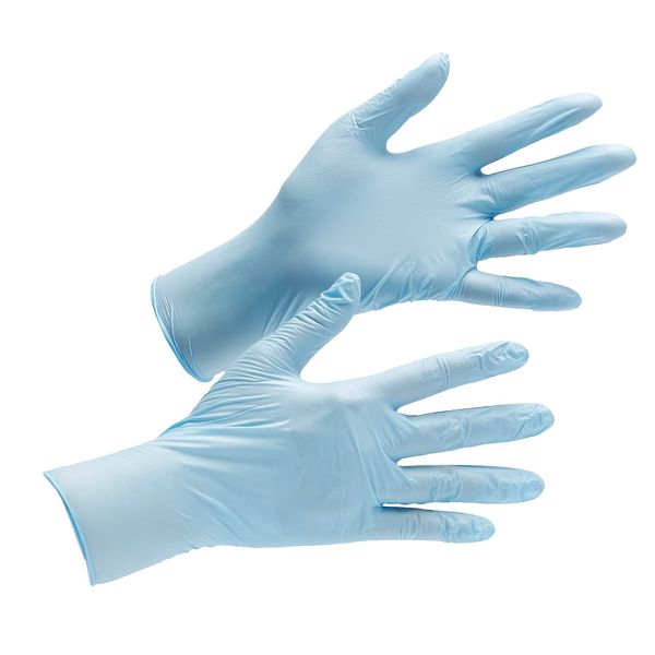 Midori Anzen Verte 788 Nitrile Gloves, Powder-Free, Disposable, Gentle on Hands, Blue, L, 200 Pieces, Ultra Thin