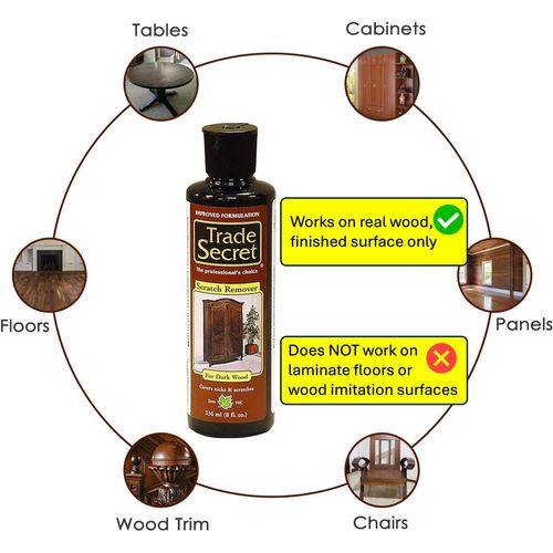 Trade Secret Scratch Remover for Real Wood Furniture and Real Floor Cover Nicks and Scratches, Camouflage Minor Defects (8oz / 236 ml) (Dark)