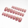 Japanese Style Nails, Temperament Nails, Removable Claws, Ice See-through Azuki Color, 24 Pieces, 3D Decoration