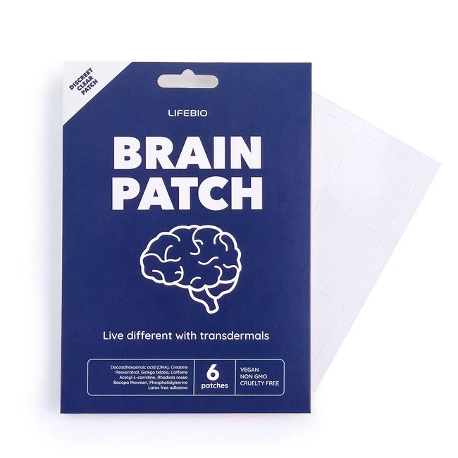 Lifebio Brain Patch – for Cognitive Enhancement, Brain Health, Energy, Focus and Mental Clarity. Vegan, Cruelty Free, Non-GMO, Independent lab Tested - 6 Topical Wellness Patches