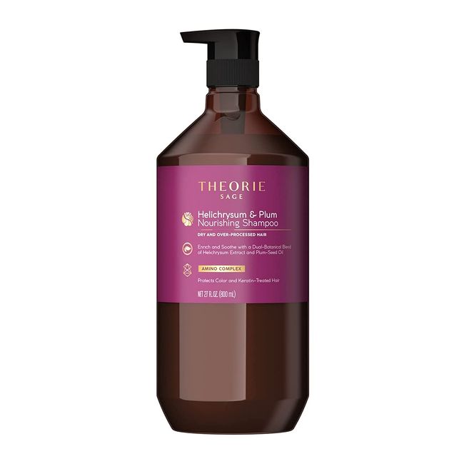 Theorie Helichrysum and Plum Nourishing Shampoo - Enrich and Soothe - Suited for Dry & Over Processed Hair - Protects Color & Keratin Treated Hair, Pump Bottle 800mL