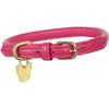 Shires Rolled Leather Dog Collar Large Pink