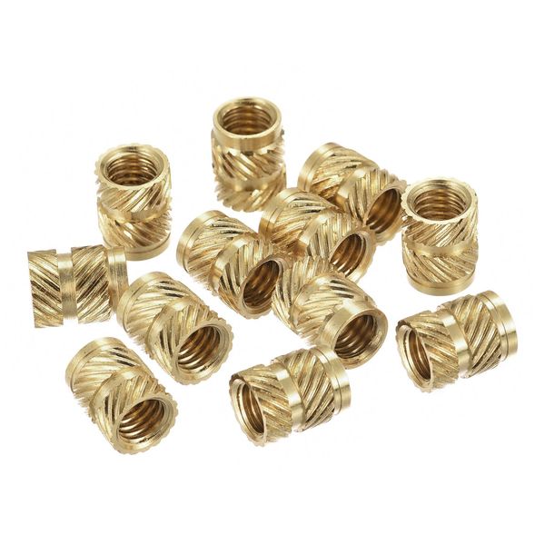 sourcing map Knurled Insert Nut M6 x 10mm L x 8mm OD Female Thread Brass Embedding Nut 30 Pcs